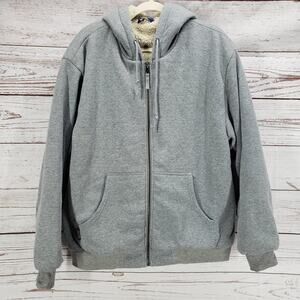 Bass Creek Outfitters Workwear Gray Sherpa Lined Full Zip Hoodie Size XL